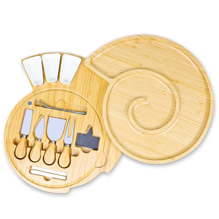 Bamboo Charcuterie Cheese Board And Platter Set (2)